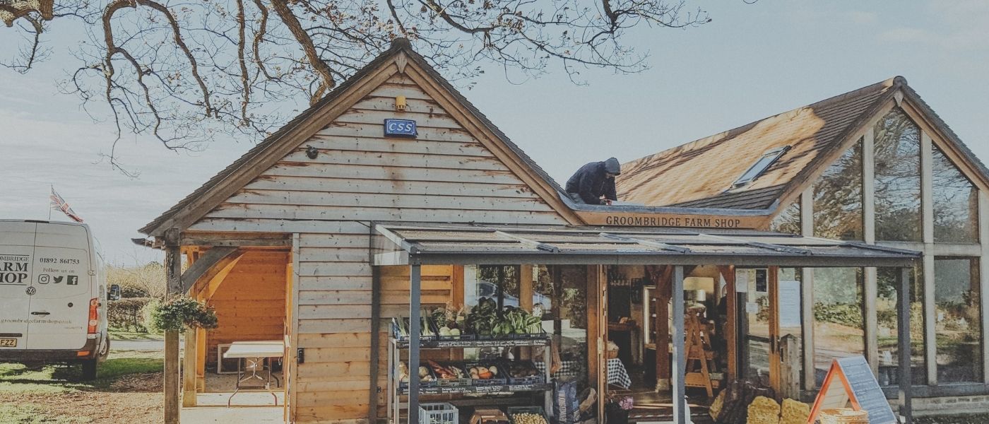 Exterior of Groombridge Farm Shop near Little Rose.